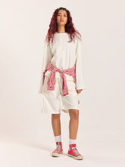 Off-White Loose Fit Cropped T-Shirt